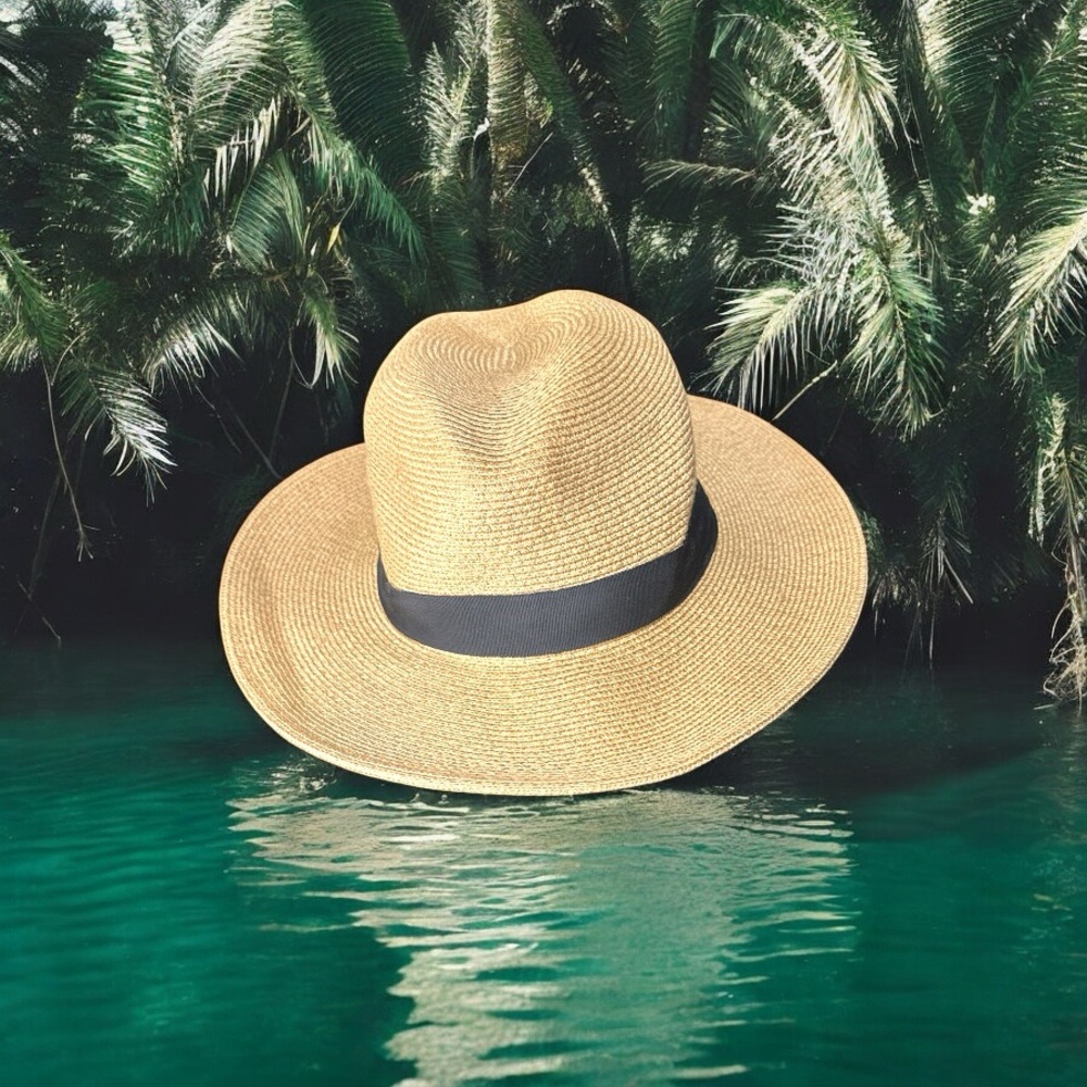 Banana Republic Tan and Black Panama Hat
